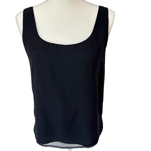 Vintage NITELINE DELLA ROUFOGALI Top Womens 4 Black Tank Chiffon Overlay Dressy - Picture 1 of 11
